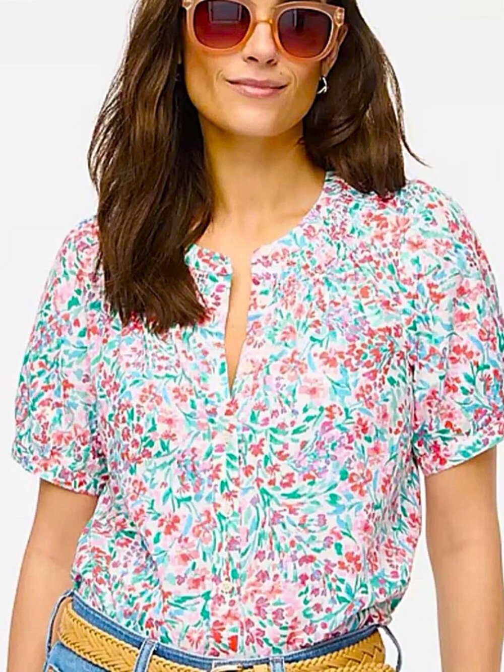 J. Crew Factory Floral Linen Blouse Color: Watercolor Size: S NWT